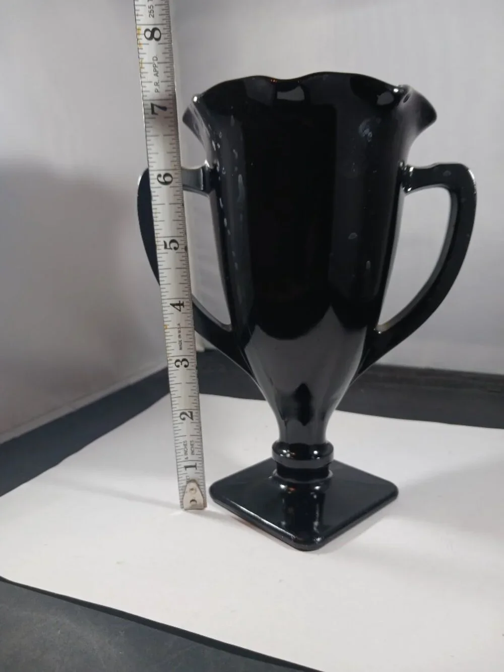 Vintage L. E. Smith Black Amethyst Glass Trophy Vase